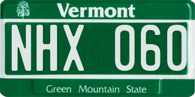 VT license plate NHX060