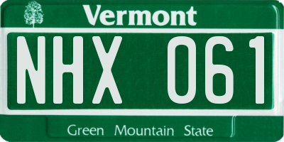 VT license plate NHX061