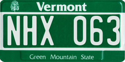 VT license plate NHX063