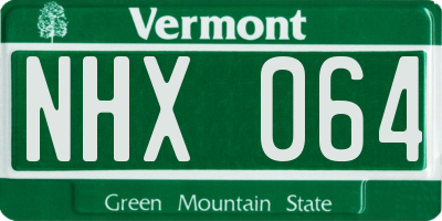 VT license plate NHX064
