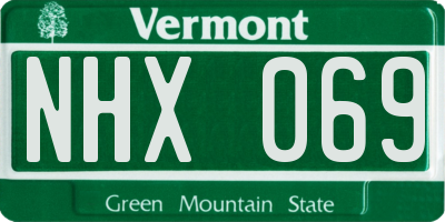 VT license plate NHX069