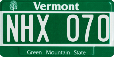 VT license plate NHX070