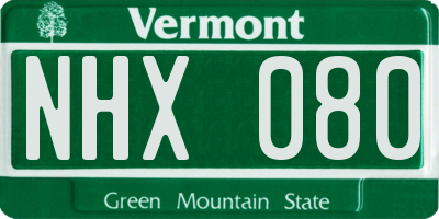 VT license plate NHX080