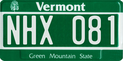 VT license plate NHX081