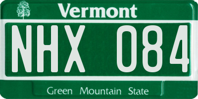 VT license plate NHX084