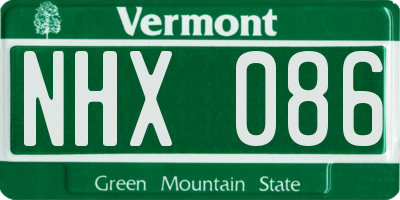 VT license plate NHX086