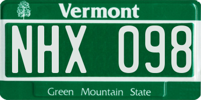 VT license plate NHX098