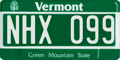 VT license plate NHX099