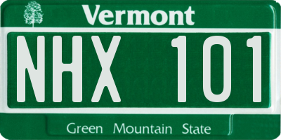 VT license plate NHX101