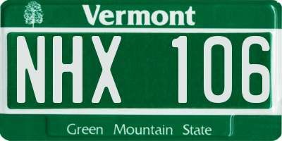 VT license plate NHX106