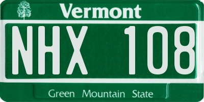 VT license plate NHX108