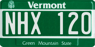 VT license plate NHX120