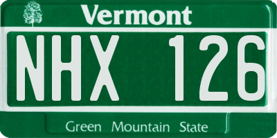 VT license plate NHX126