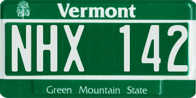 VT license plate NHX142