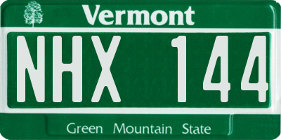 VT license plate NHX144