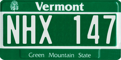VT license plate NHX147