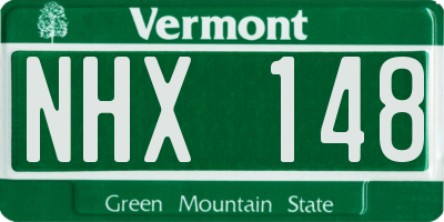 VT license plate NHX148