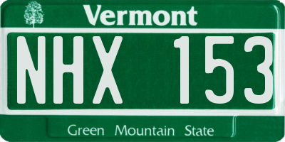 VT license plate NHX153