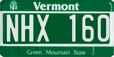 VT license plate NHX160