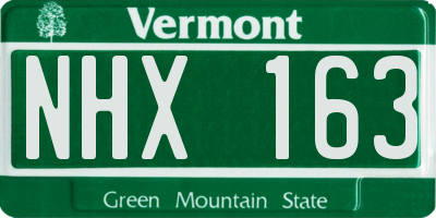 VT license plate NHX163