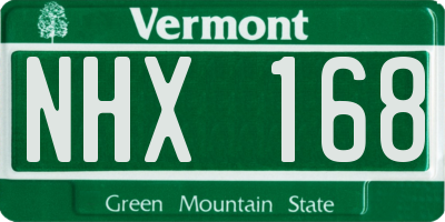 VT license plate NHX168