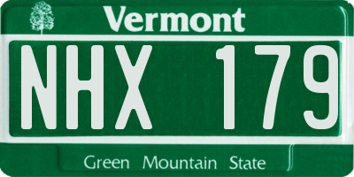 VT license plate NHX179