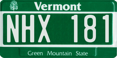 VT license plate NHX181