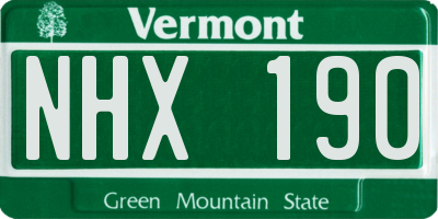 VT license plate NHX190