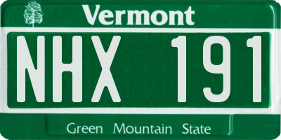VT license plate NHX191
