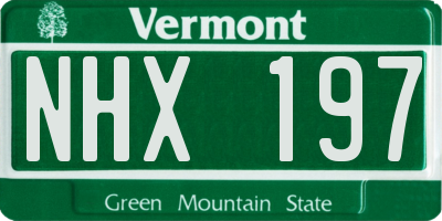 VT license plate NHX197