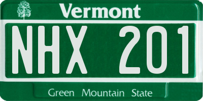 VT license plate NHX201
