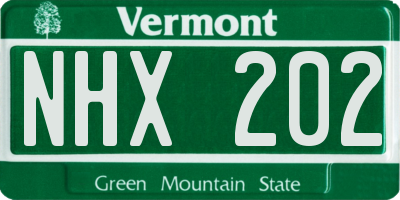VT license plate NHX202
