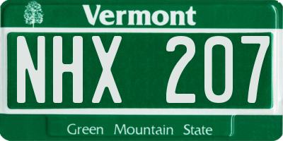 VT license plate NHX207