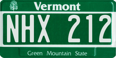 VT license plate NHX212