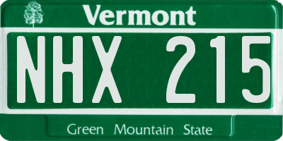 VT license plate NHX215