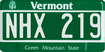 VT license plate NHX219