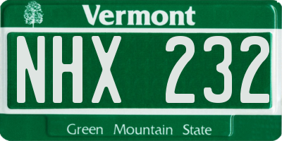 VT license plate NHX232