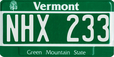 VT license plate NHX233