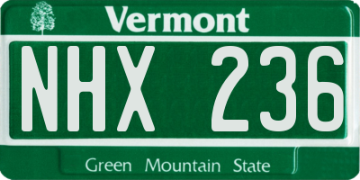 VT license plate NHX236