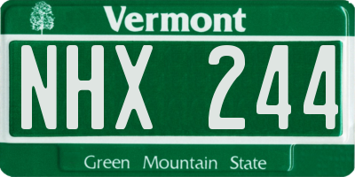 VT license plate NHX244