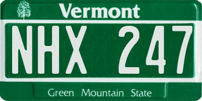 VT license plate NHX247