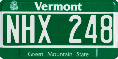 VT license plate NHX248