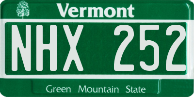 VT license plate NHX252