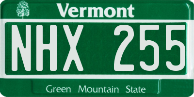 VT license plate NHX255