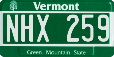 VT license plate NHX259