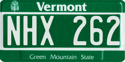 VT license plate NHX262