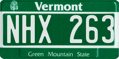 VT license plate NHX263