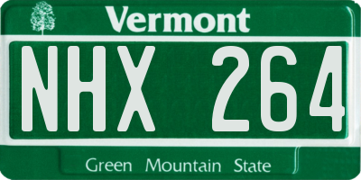 VT license plate NHX264