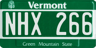 VT license plate NHX266
