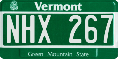 VT license plate NHX267